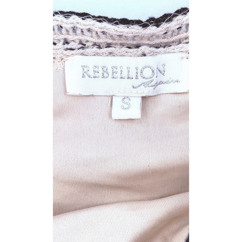 Rebellion Again Cream Black Floral Crochet 2 Piece Set Crop Top Shorts Small - Picture 7 of 9